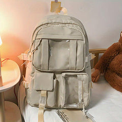 Large Capacity Solid Backpack for Students, Outdoor Travel Bag