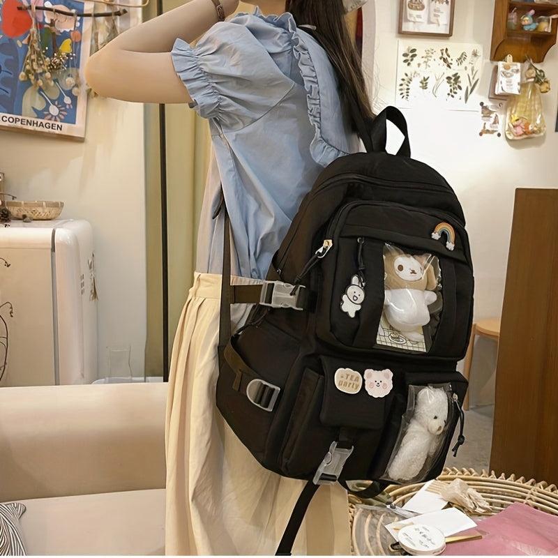 Large Capacity Solid Backpack for Students, Outdoor Travel Bag