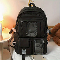 Large Capacity Solid Backpack for Students, Outdoor Travel Bag