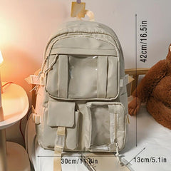 Large Capacity Solid Backpack for Students, Outdoor Travel Bag
