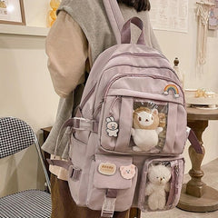 Large Capacity Solid Backpack for Students, Outdoor Travel Bag