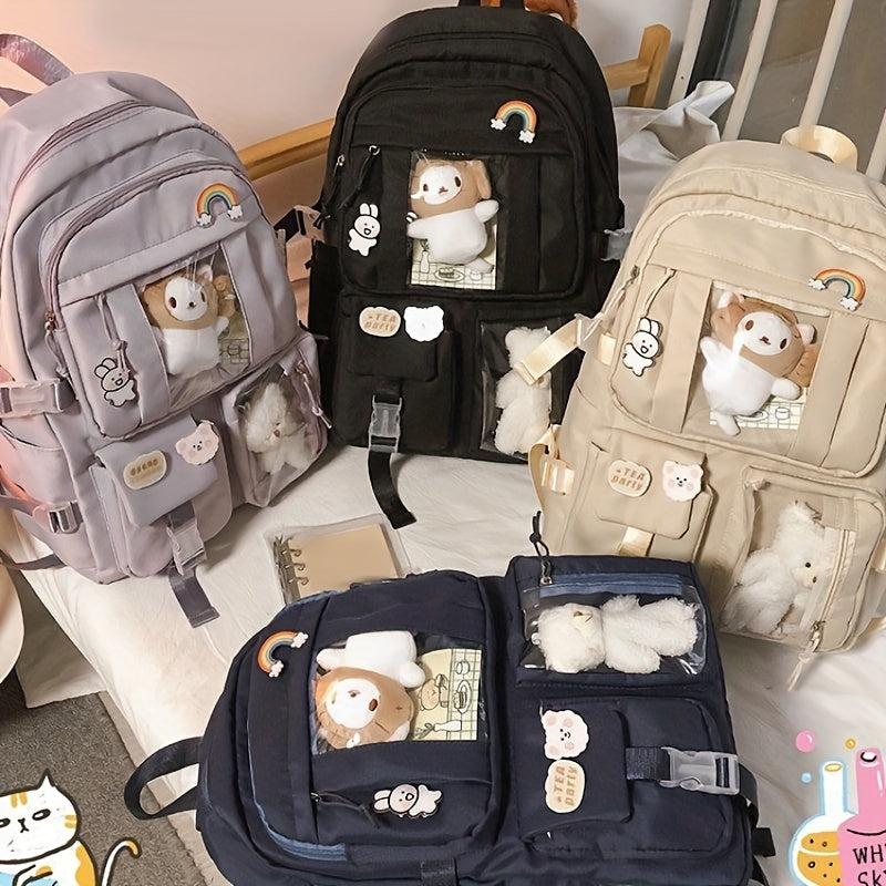 Large Capacity Solid Backpack for Students, Outdoor Travel Bag