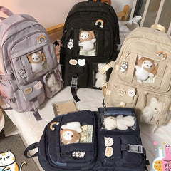 Large Capacity Solid Backpack for Students, Outdoor Travel Bag