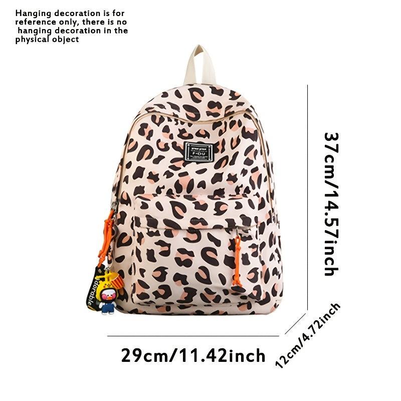 Casual Leopard Print Backpack for Students and Travel