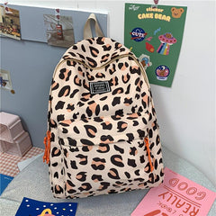 Casual Leopard Print Backpack for Students and Travel