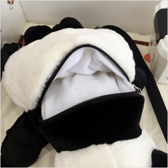 Cut Panda Doll Backpack Soft Plush Double Shoulder Bag for Students