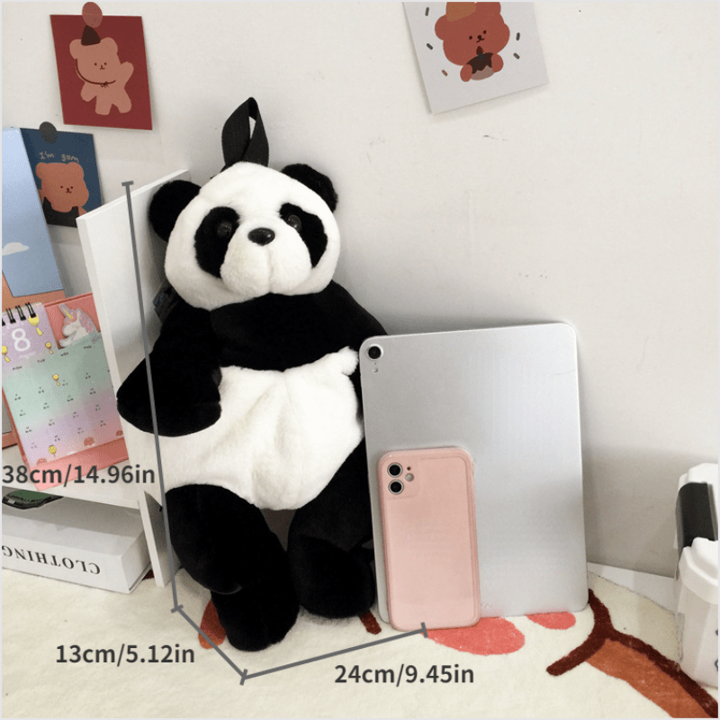Cut Panda Doll Backpack Soft Plush Double Shoulder Bag for Students