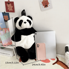 Cut Panda Doll Backpack Soft Plush Double Shoulder Bag for Students