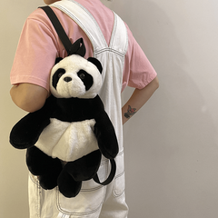Cut Panda Doll Backpack Soft Plush Double Shoulder Bag for Students