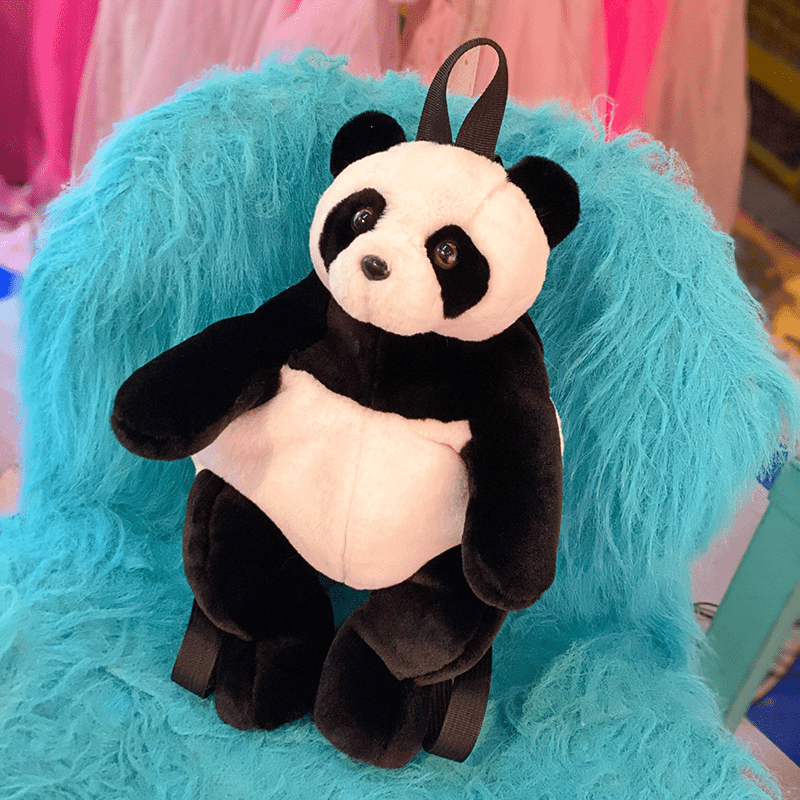 Cut Panda Doll Backpack Soft Plush Double Shoulder Bag for Students