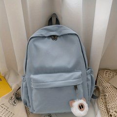 Rabbit Ears Backpack With Plush Pig Pendant Double Shoulder Bag