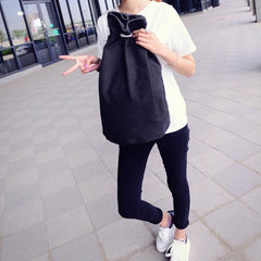 Canvas Drawstring Bag Men Women Backpack Travel Daily Use Bucket Bag