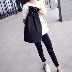 Canvas Drawstring Bag Men Women Backpack Travel Daily Use Bucket Bag