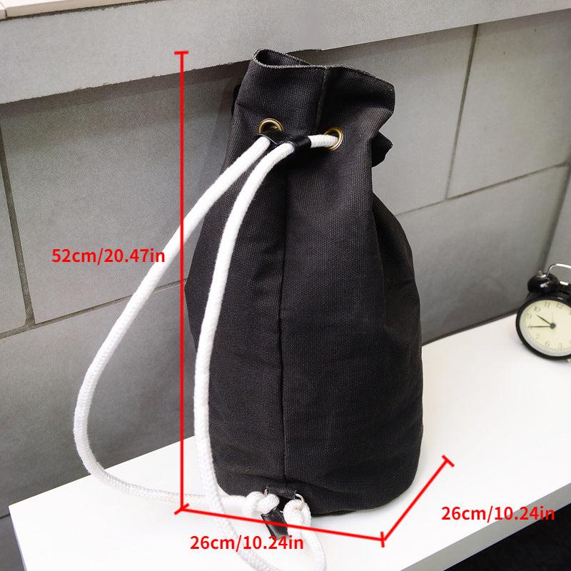 Canvas Drawstring Bag Men Women Backpack Travel Daily Use Bucket Bag
