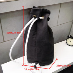 Canvas Drawstring Bag Men Women Backpack Travel Daily Use Bucket Bag