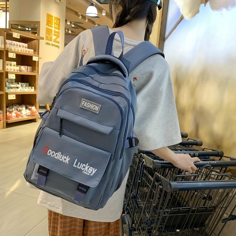 Letter Pattern Student Backpack Men Women College Students High School Students