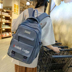Letter Pattern Student Backpack Men Women College Students High School Students