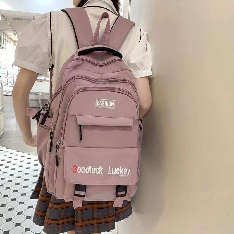 Letter Pattern Student Backpack Men Women College Students High School Students