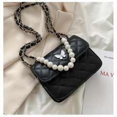 Argyle Quilted Crossbody Bag with Pearl Handle