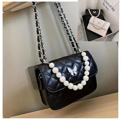 Argyle Quilted Crossbody Bag with Pearl Handle