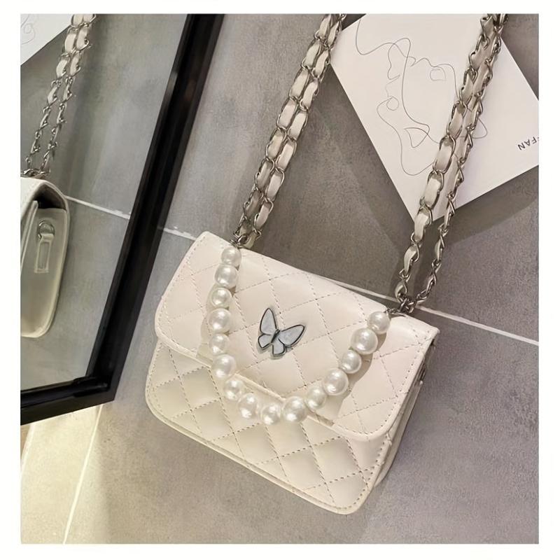 Argyle Quilted Crossbody Bag with Pearl Handle