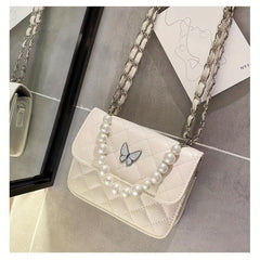 Argyle Quilted Crossbody Bag with Pearl Handle