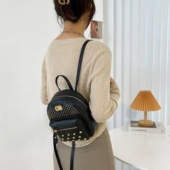 Punk Style Rivet Backpack Girls Casual Multifunction Bag PU Leather
