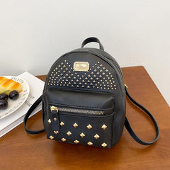 Punk Style Rivet Backpack Girls Casual Multifunction Bag PU Leather