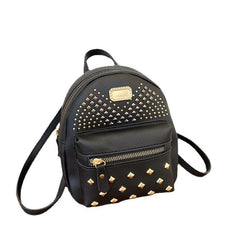 Punk Style Rivet Backpack Girls Casual Multifunction Bag PU Leather