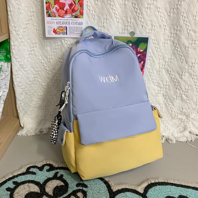 Solid All match Backpack Student Large capacity Waterproof Nylon Backpack