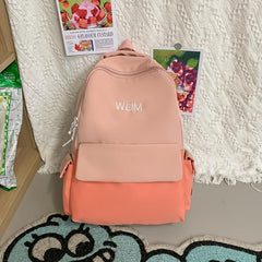 Solid All match Backpack Student Large capacity Waterproof Nylon Backpack