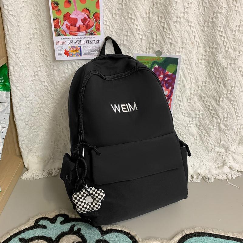Solid All match Backpack Student Large capacity Waterproof Nylon Backpack