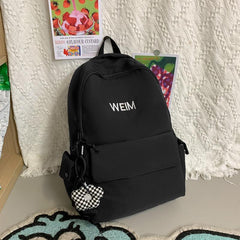 Solid All match Backpack Student Large capacity Waterproof Nylon Backpack