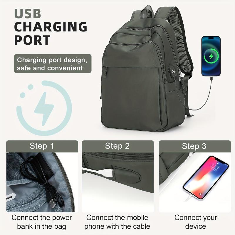 Men's Large Capacity Travel Backpack Schoolbag with USB Charging Port