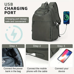 Men's Large Capacity Travel Backpack Schoolbag with USB Charging Port