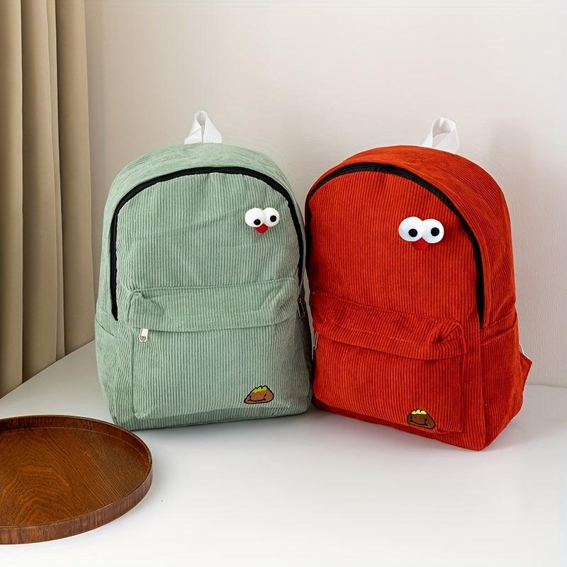 Corduroy Backpack Women Preppy Large Capacity High School College Books Class