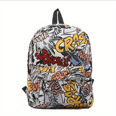Graffiti Print Backpack Double Shoulder Bag Casual Travel Backpack