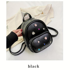 Crystal Backpack Double Shoulder Bag Women Casual Travel Small Backpack