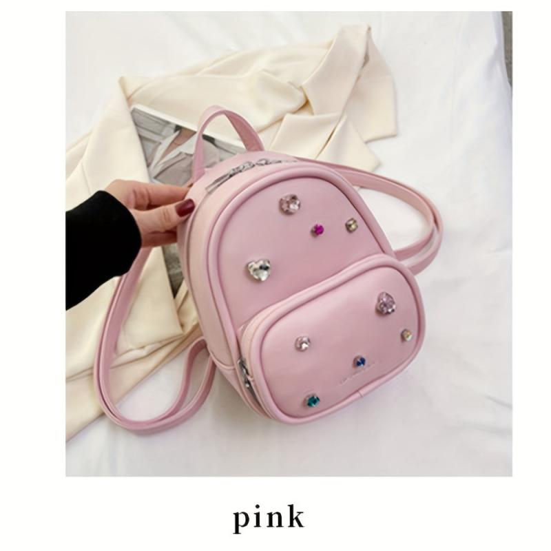 Crystal Backpack Double Shoulder Bag Women Casual Travel Small Backpack