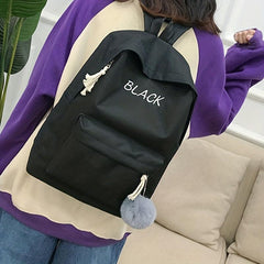3pc Backpack Set for Men & Women Large Capacity Travel Bag Plush Pendant
