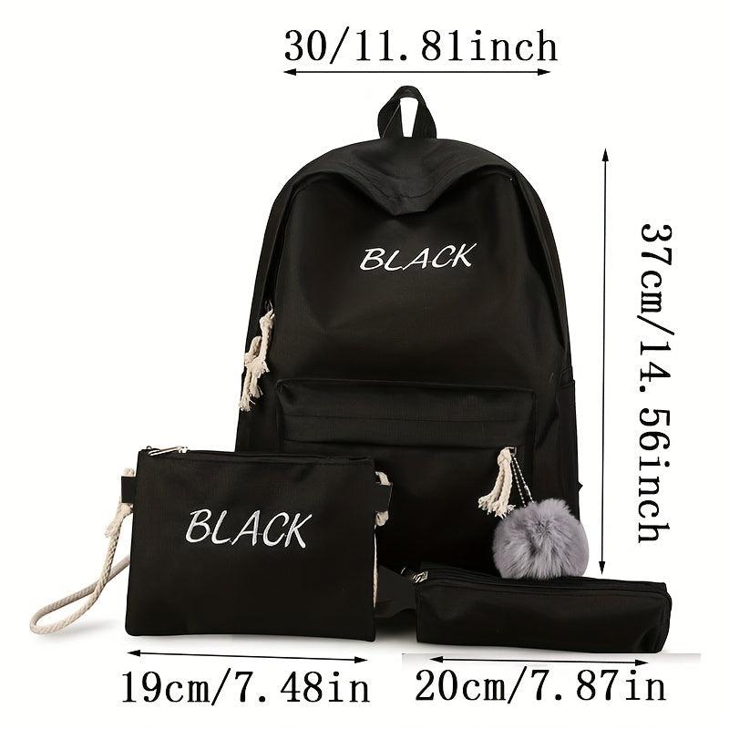 3pc Backpack Set for Men & Women Large Capacity Travel Bag Plush Pendant