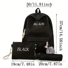 3pc Backpack Set for Men & Women Large Capacity Travel Bag Plush Pendant