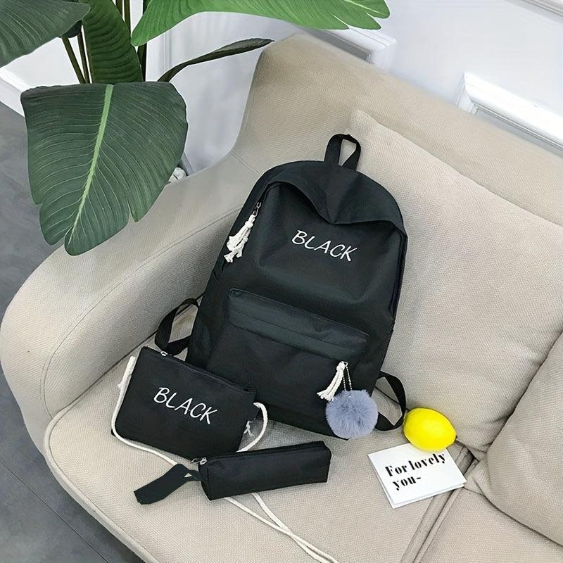 3pc Backpack Set for Men & Women Large Capacity Travel Bag Plush Pendant