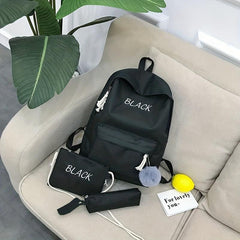 3pc Backpack Set for Men & Women Large Capacity Travel Bag Plush Pendant