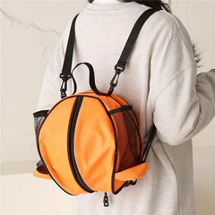 Basketball Shape Backpack with Water Bottle Holder Outdoor Sports Bag