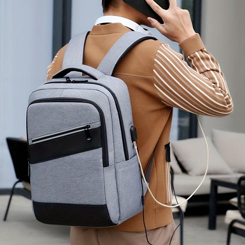 Men's Waterproof Business Laptop Backpack with USB Charging Port