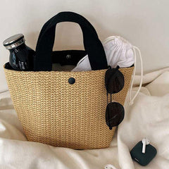 Straw Woven Handbags Casual Tote Bag For Holiday Beach
