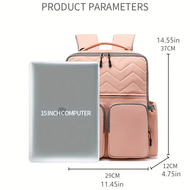 Preppy Travel Backpack Solid Computer Casual Student Double Shoulder Bag
