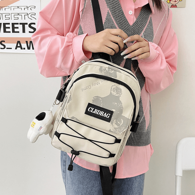 Bear Printed Multifunctional Backpack Handbag Crossbody Bag