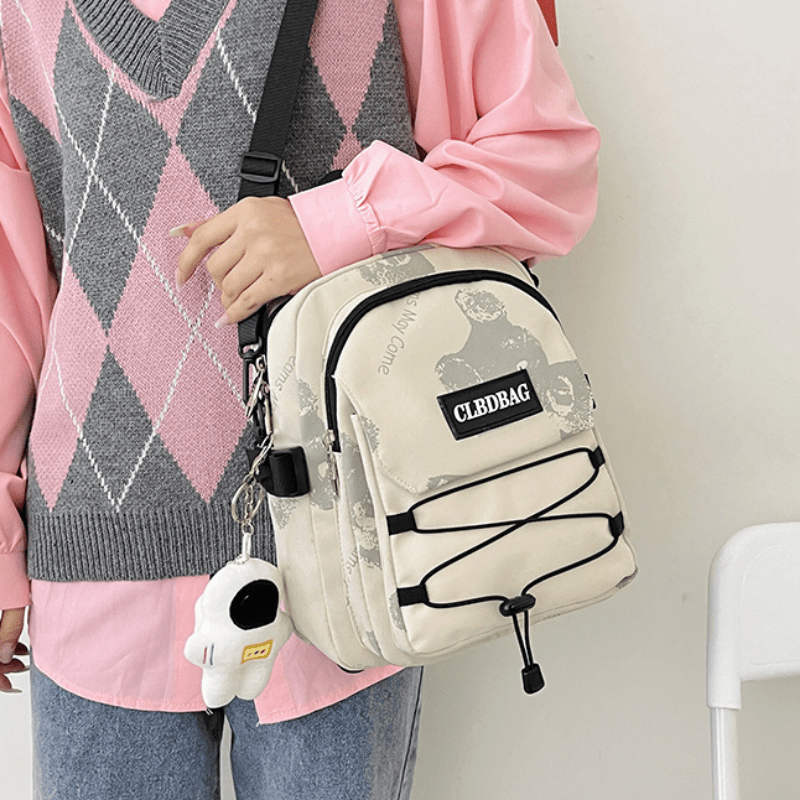 Bear Printed Multifunctional Backpack Handbag Crossbody Bag
